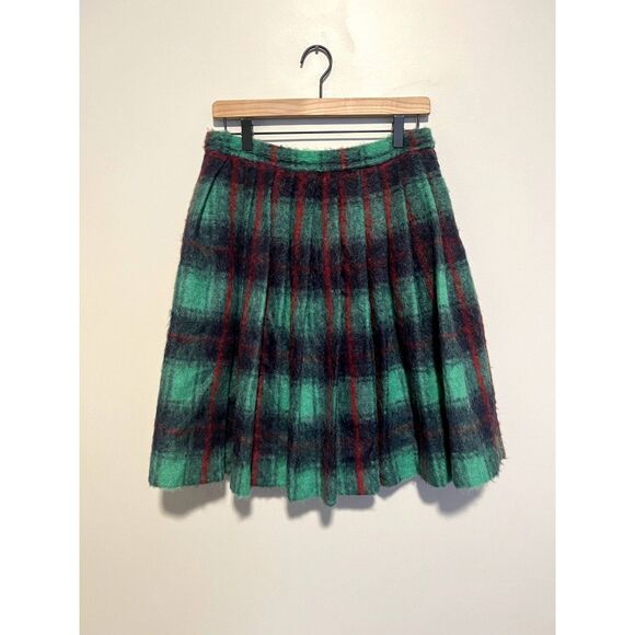 NWT Blugirl Blumarine Plaid Mohair Wool Blend Pleated Midi Preppy Skirt M - Picture 3 of 14